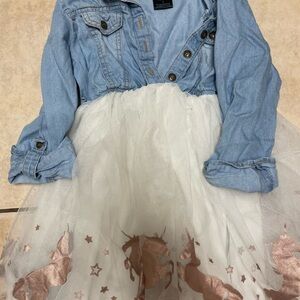 Kids Denim and Tulle Unicorn Dress